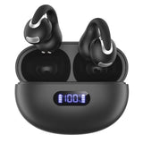 Open Ear Clip Wireless Earbuds Bluetooth 5.4, Lightweight Comfort Sports Bone Conduction Headphones Built-In Mic For Clear Audio, Stable Fit Earphones 24H Play-Black