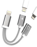 Dual Lightning Jack Splitter For Apple Mfi Certified (2 In 1) For Iphone Headphone Adapter Charge Aux Dongle Cable Charging Earphone Audio Connector For 14 13 12 11 Pro Max X 7 8 Plus For Ipad Charger