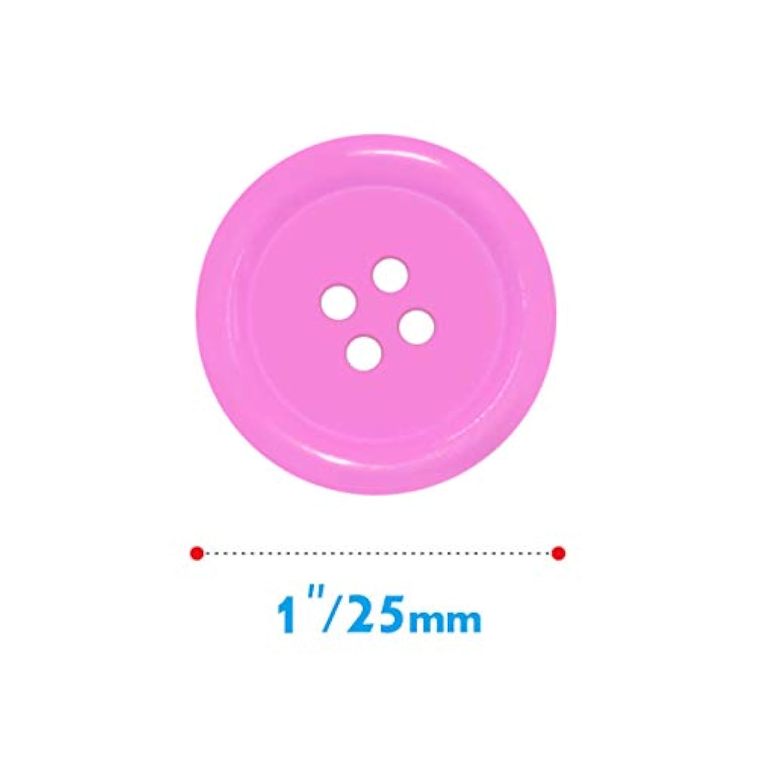 240 Pcs In 8 Colors Round Multicolored 4 Holes Resin Buttons 25Mm For