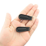 Leather Zipper Pull 2Pcs Genuine Black Pull Strap Cord Zip Pullers Dur