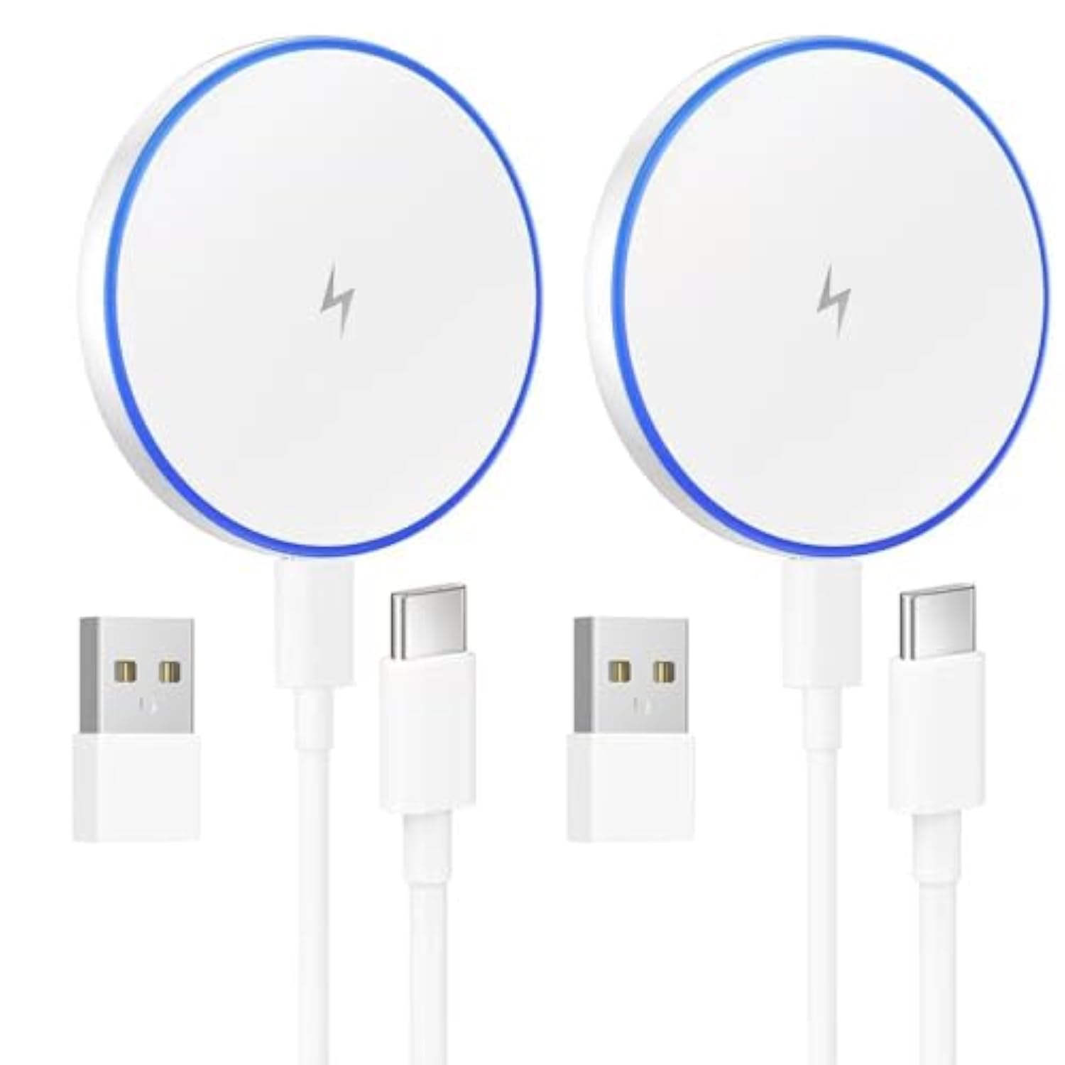 For Magsafe Charger: 2 Pack Magnetic Wireless Charging Pad For Iphone 16 15 14 13 12 Series & Airpods 4-2 Pro, Strong Magnet, With Usb-C/A Ports