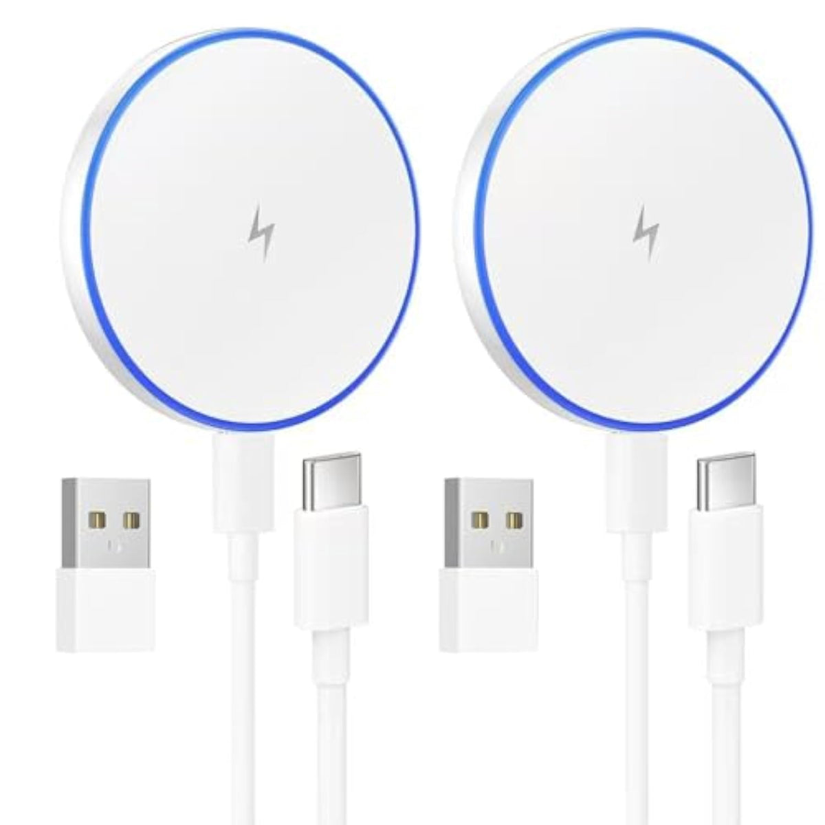 For Magsafe Charger: 2 Pack Magnetic Wireless Charging Pad For Iphone 16 15 14 13 12 Series & Airpods 4-2 Pro, Strong Magnet, With Usb-C/A Ports