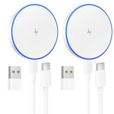 For Magsafe Charger: 2 Pack Magnetic Wireless Charging Pad For Iphone 16 15 14 13 12 Series & Airpods 4-2 Pro, Strong Magnet, With Usb-C/A Ports