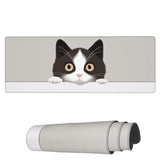 Laptop Mouse Pad Curious Cute Cat Desk Mat With Stitched Edges 31.5X 11.8 Inch Non-Slip Large Keyboard Rubber Writing Table Mat For Office Home