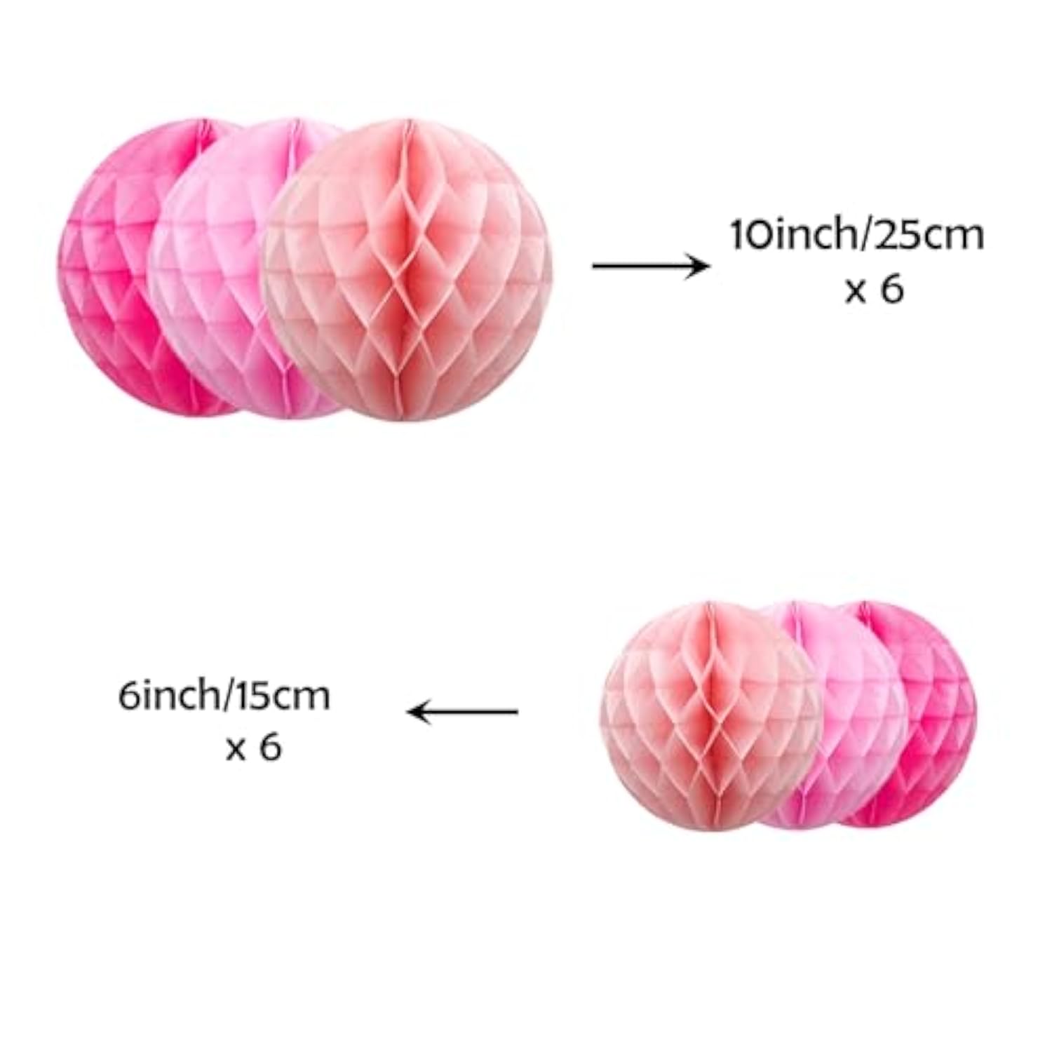 12Pcs 6" 10" Honeycomb Balls Decorations Hanging Tissue Paper Pom Poms For Birthday Party Valentine'S Day Wedding Girls Day Decorations(Pink)