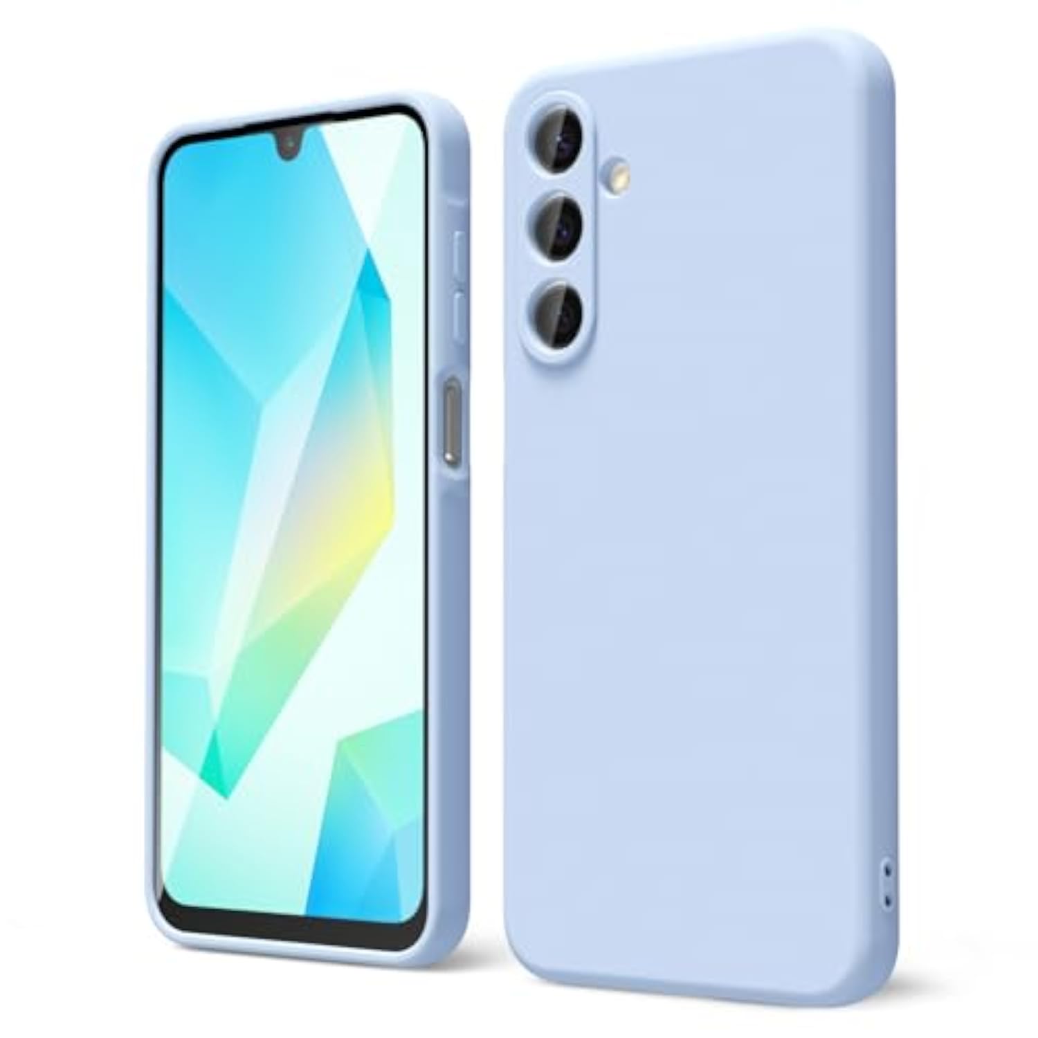 Samsung Galaxy A16 5G Case, Thin Slim Grip Soft Rubber Gel Protective Phone Case for Women, Matte Plain Solid Color Aesthetic Cute Girly Case with Camera Cover, Light Blue