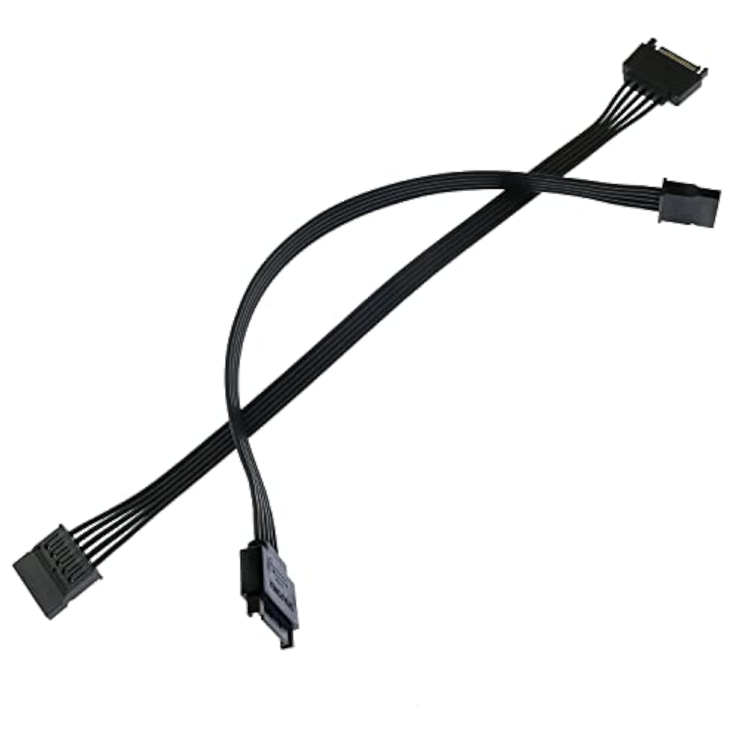 Sata Power Extension Cable 2Pcs 11.8Inch Black 15Pin Sata Male To Female Exten