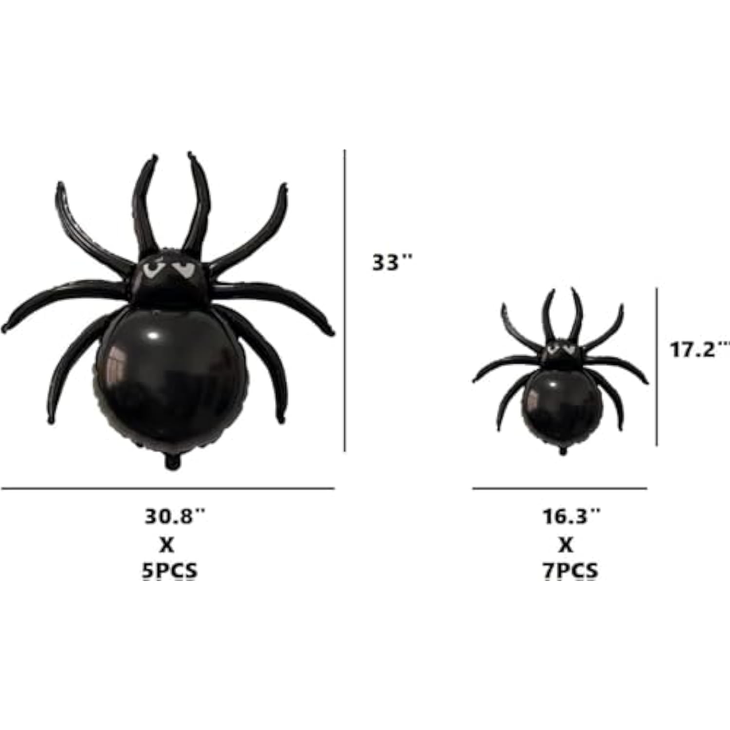 12 Pack Halloween Black Spider Balloons 33" & 17" Foil Balloons Spooky Party Decor