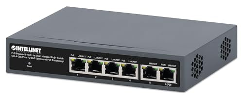 Intellinet Poe Powered 6 Port Managed Gigabit Ethernet Switch With Poe Passthrough - 2 Gb Uplink Ports, 60W Power Budget Via Ac Power Or Poe Pd, 30W Per Port, Smart Management3 Yr Mfg -562034