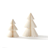 Honeycomb Paper Christmas Tree Decor, 2 Pack, 6 & 8 in, White