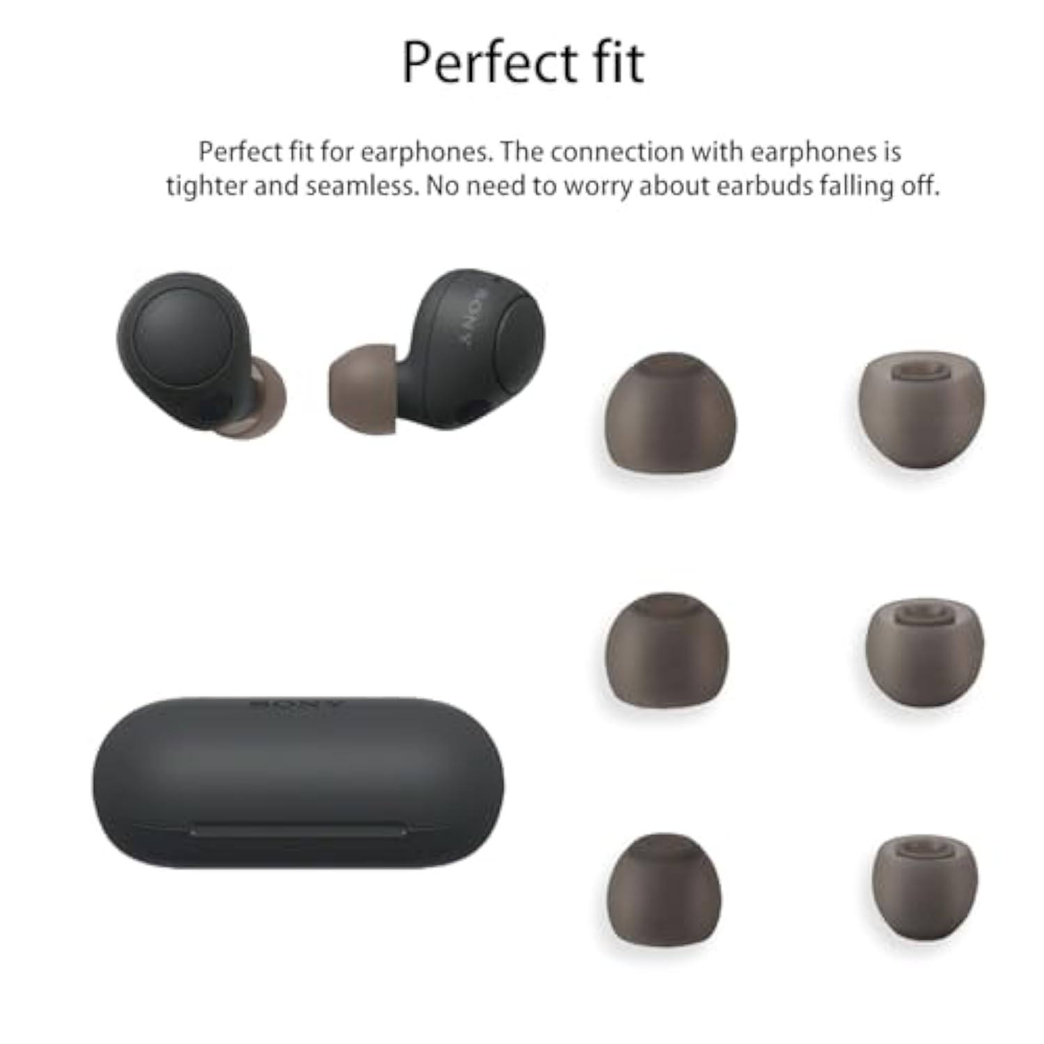 [3Pairs] Ear Tips For Sony Wf-C700N, Silicone Replacement Earbuds,S/M/L 3 Size,Earbuds Tips,Replacement Earbuds For Sony Wf-C700N(Grey)