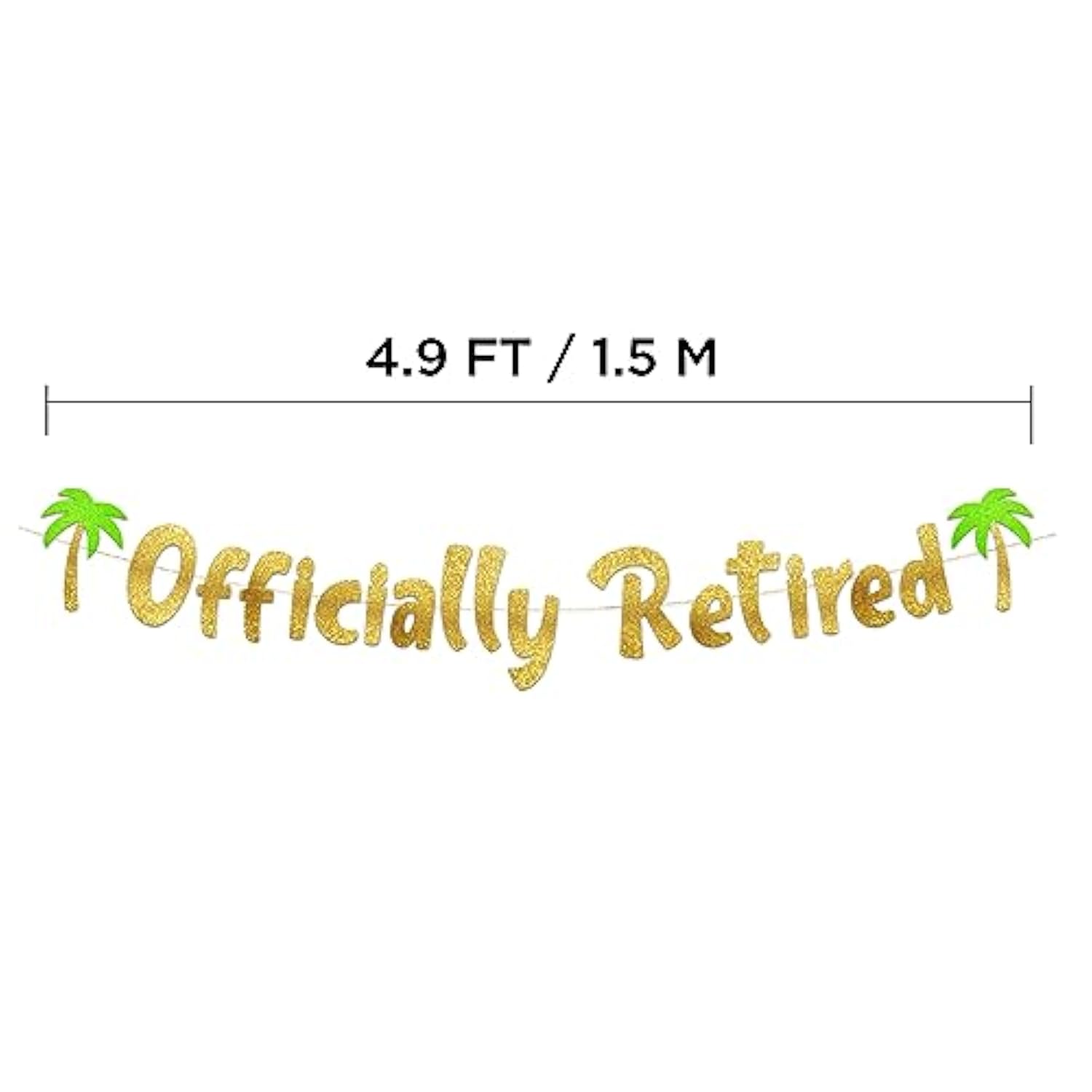 Officially Retired Gold Glitter Banner – Funny Retirement Party Supplies, Gifts And Decorations