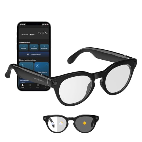 AI Smart Glasses with Camera 4K, 8MP HD Video Recording Glasses, AI Assistant, Hands-Free Wearable Tech Bluetooth Speakers, Real-Time Translation &