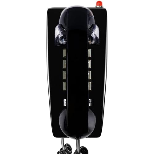 Retro Wall Phones For Landline With Mechanical Ringer Corded Telephone Wall Mounted With Indicator Waterproof Old Style Landline Phones For Home Kitchen, Black