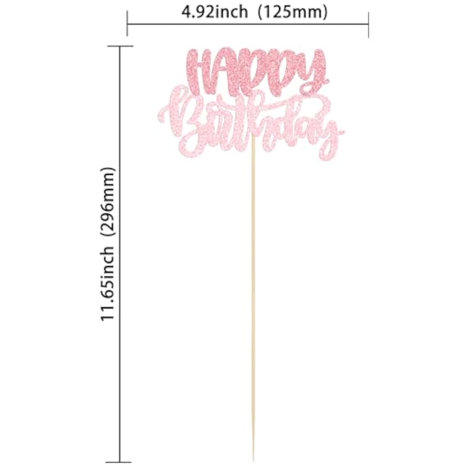 12Pcs Happy Birthday Centerpieces Sticks Double Sided Glitter Birthday Party Decorations Anniversary Table Flower Centerpiece For Celebrating Party Supplies Pink Light Pink
