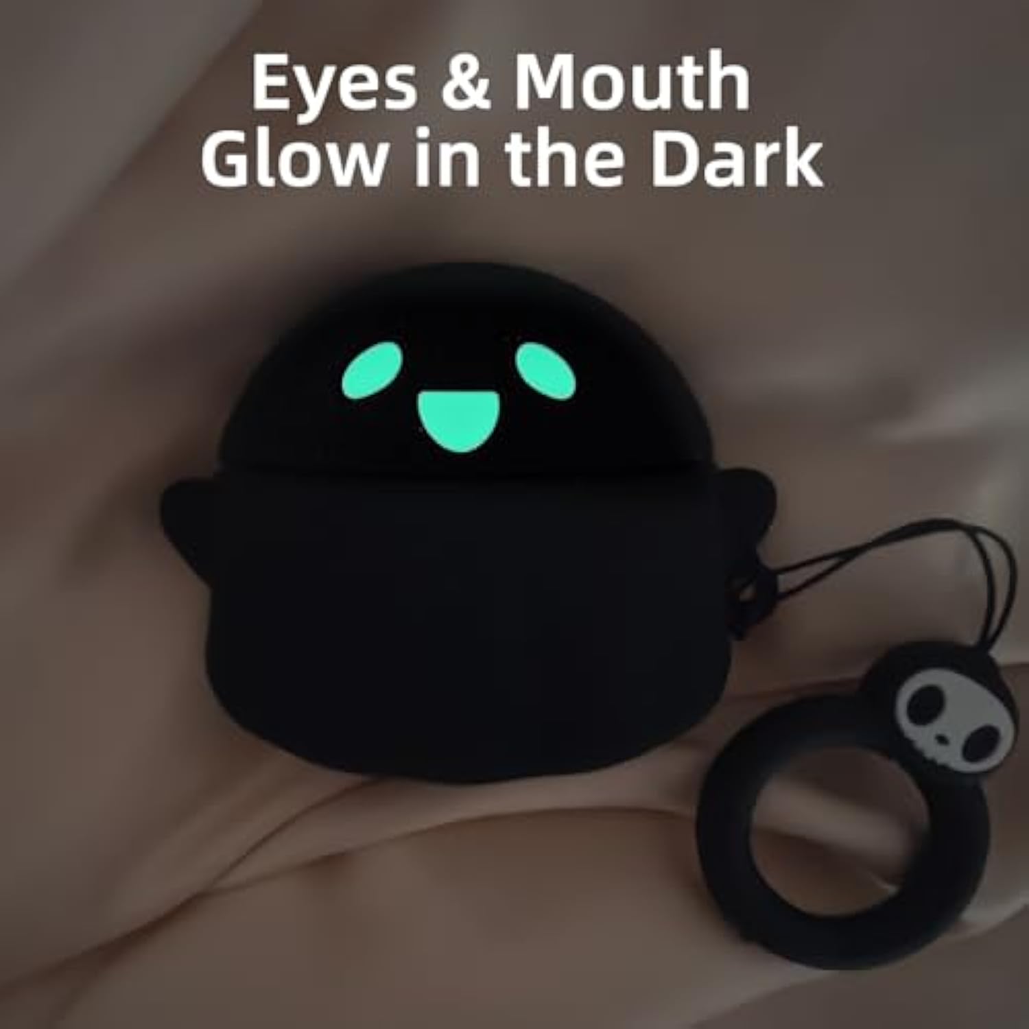 For Airpods 4 Case Cover 2024 With Cleaner Kit, [Eye Can Glow In The Dark], Anime Ghost Cute Cases For Airpods 4Th Generation Series, Soft Silicone Protective Air Pods4 Case For Women Men - Black