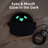 For Airpods 4 Case Cover 2024 With Cleaner Kit, [Eye Can Glow In The Dark], Anime Ghost Cute Cases For Airpods 4Th Generation Series, Soft Silicone Protective Air Pods4 Case For Women Men - Black