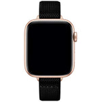 Slim Stretchy Bands Compatible With Apple Watch Band 42Mm 41Mm 40Mm 38Mm, Women Elastics Nylon Thin Strap For Iwatch Se2 Se Series 10 9 8 7 6 5 4 3 2 1 (Black/Rose Gold)
