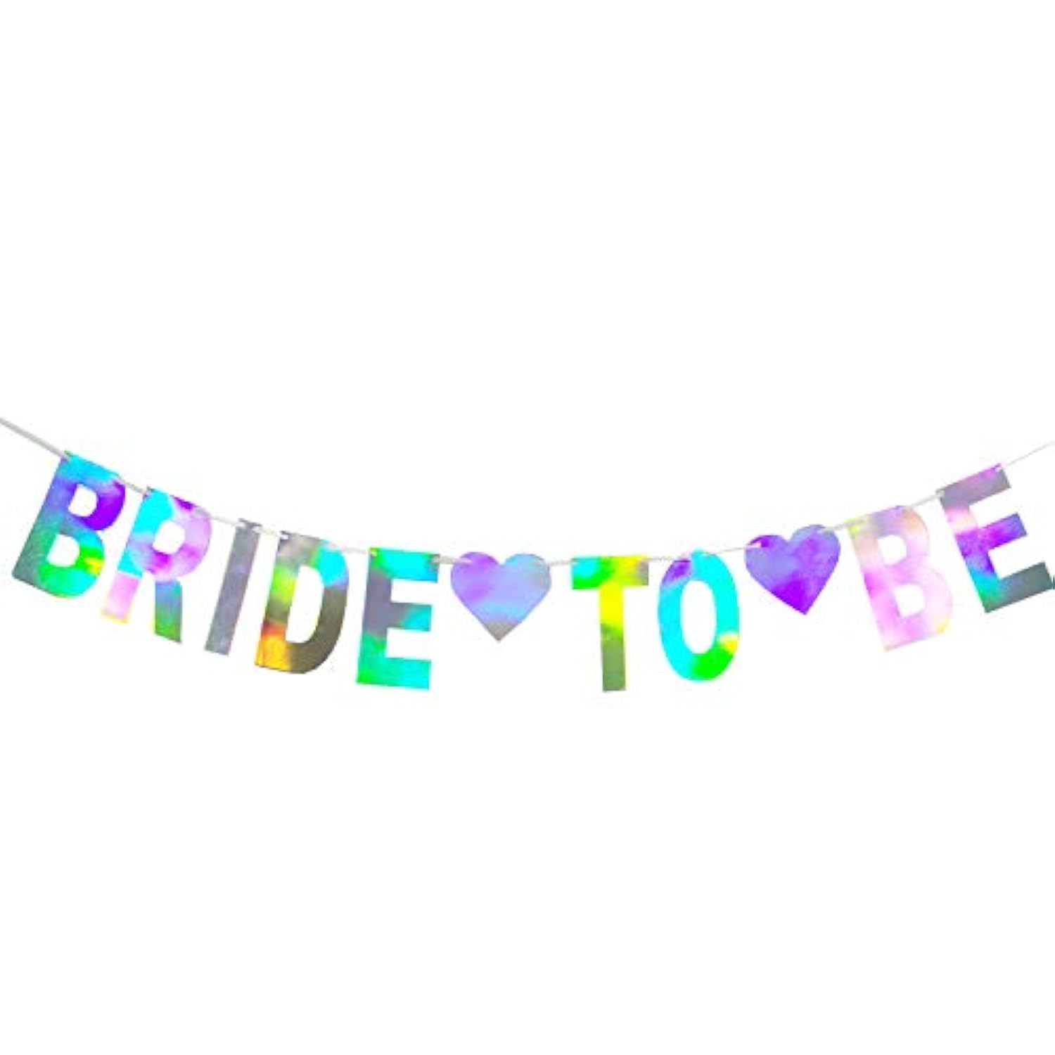 Pre-Strung Holographic Bride To Be Banner, Iridescent Bridal Shower Sign Hanging Party Decorations For Bachelorette Weekend, Engagement, Bridal Shower, Wedding Party Celebration