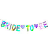 Pre-Strung Holographic Bride To Be Banner, Iridescent Bridal Shower Sign Hanging Party Decorations For Bachelorette Weekend, Engagement, Bridal Shower, Wedding Party Celebration