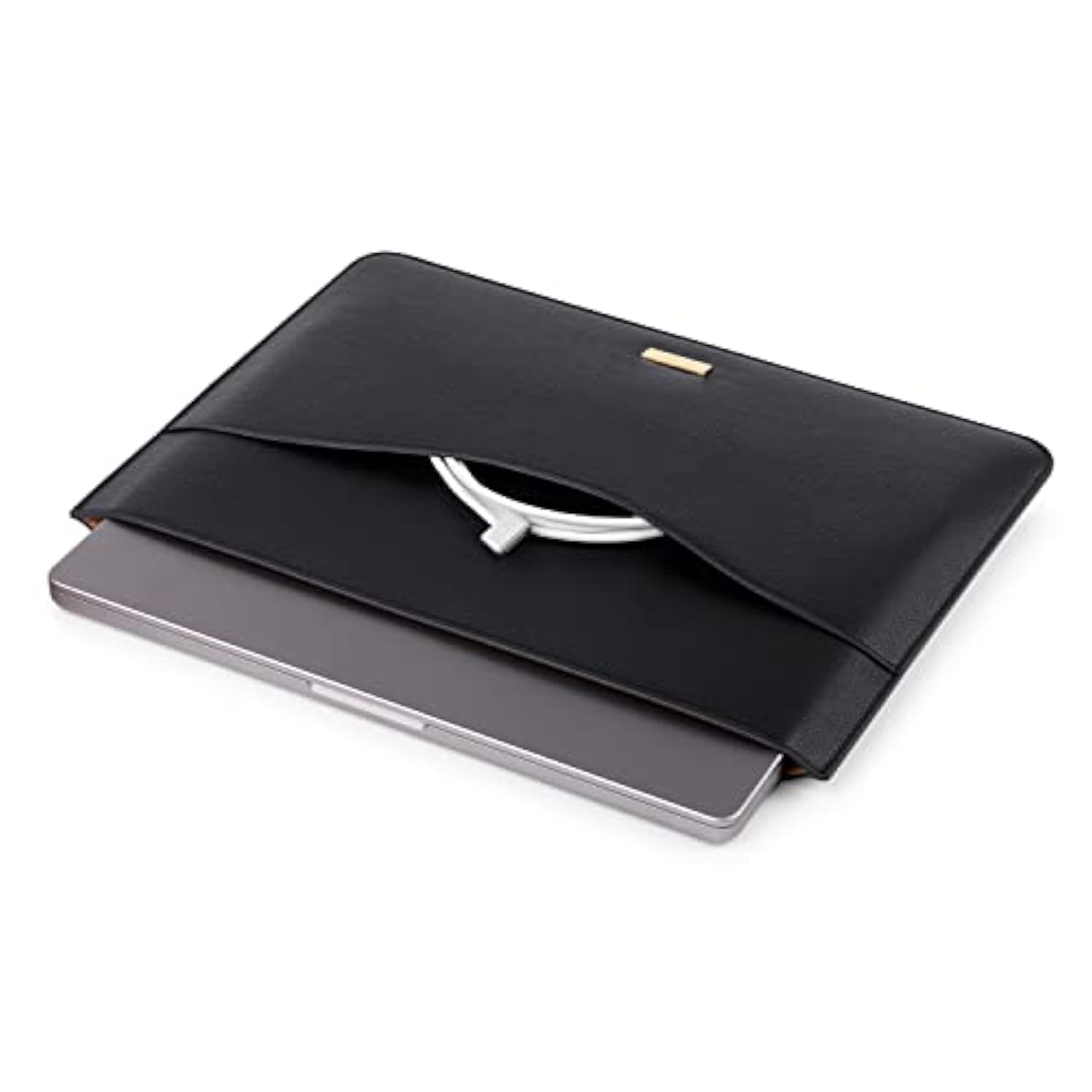Slim Laptop Sleeve 13 Inch Compatible With Macbook Air & Macbook Pro M2 M1 2022 2020, Faux Leather Computer Cover Case With Accessory Pocket (Model #S A2338 A2337 A2681), Black