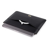 Slim Laptop Sleeve 13 Inch Compatible With Macbook Air & Macbook Pro M2 M1 2022 2020, Faux Leather Computer Cover Case With Accessory Pocket (Model #S A2338 A2337 A2681), Black