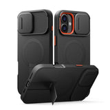 For Iphone 16 Plus Case With Magnetic Camera Slide Cover And Adjustable Kickstand, Compatible With Magsafe, Shockproof Bumper Case Slim Protective Cover For Iphone 16 Plus 6.7 Inch, Black