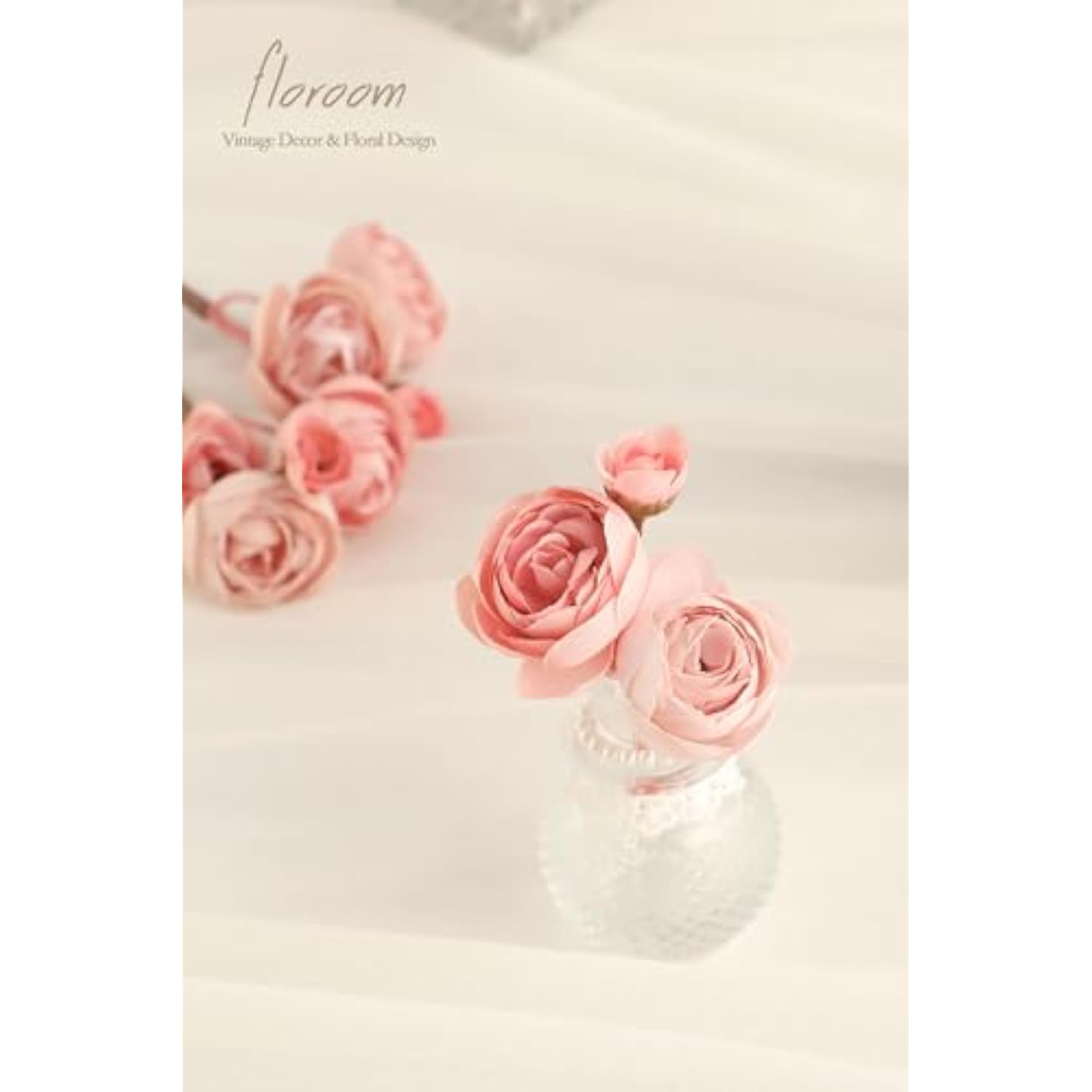 18 Pcs Dusty Rose Artificial Mini Ranunculus Flowers for Wedding Bouquets & Decor