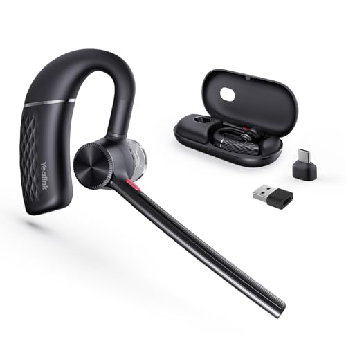 Bh71 Pro Bluetooth Headset With Usb-C/A Dongle, Teams Certified, Wireless Earpiece For Cell Phone,Pc,Laptop,Noise Cancelling Microphone, Adjustable Ear Hook