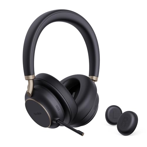 BH76 Plus UC Wireless Headset for Work, Bluetooth Headsets with Microphone Active Noise Cancelling, Retractable Mic Arm, ANC Business Headsets for