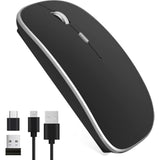 Wireless Mouse, Rechargeable 2.4G Wireless Mouse With Silent Optical Click, Usb Receiver And Type-C Adapter, 3 (1000/1200/1600) Adjustable Dpi For Computer, Laptop, Pc, Mac