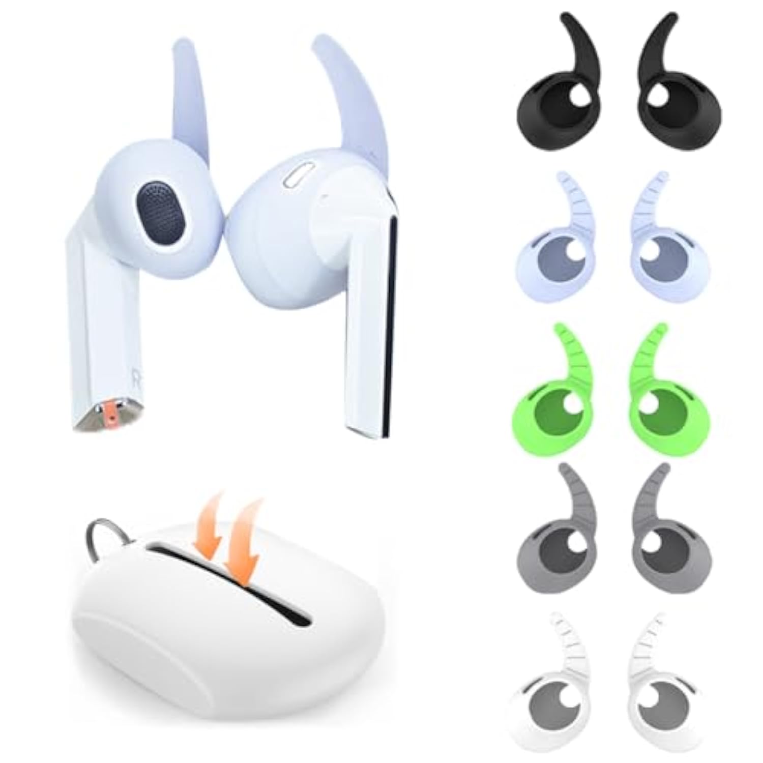 5 Pairs Galaxy Buds3 Ear Hooks Silicone Earbuds Cover, Galaxy Buds 3 Earbuds Earhooks Anti-Slip Noise Isolation With Storage Case