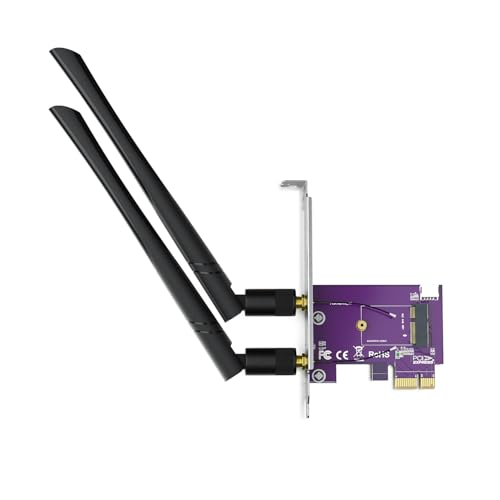 Pcie X1 To M.2(A+E Key) Wifi Bluetooth Wireless Module Adapter Card With Dual-Band 2.4&5G 2X5Dbi Antenna