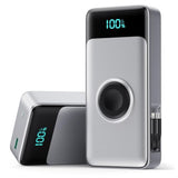 Portable Charger 40800Mah Power Bank With 2 Built-In Retractable Cables,25W Pd Fast Charging Phone Charger With Iwatch Charger,5 Output 2 Input Lcd Display Battery Pack For Iphone 16/15/14/13,Android