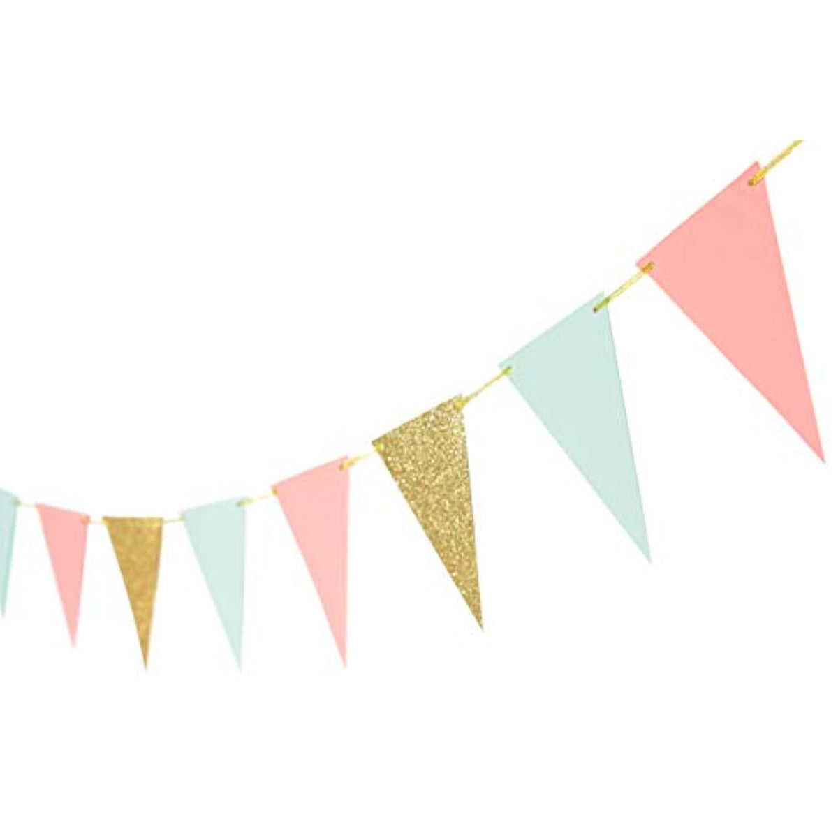 Triangle Banner Decoration Glitter Golden Pennant Decorations Anniversary Supplies Paper Garland For Baby Shower Birthday Party Nursery Decorations 10 Feet 15 Pcs