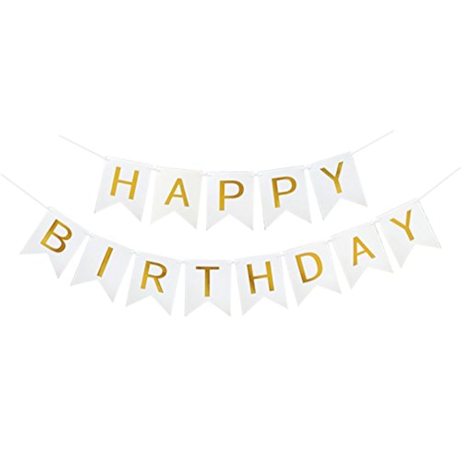 Happy Birthday Banner Shiny Gold Letters Swallowtail Design Party Decorations