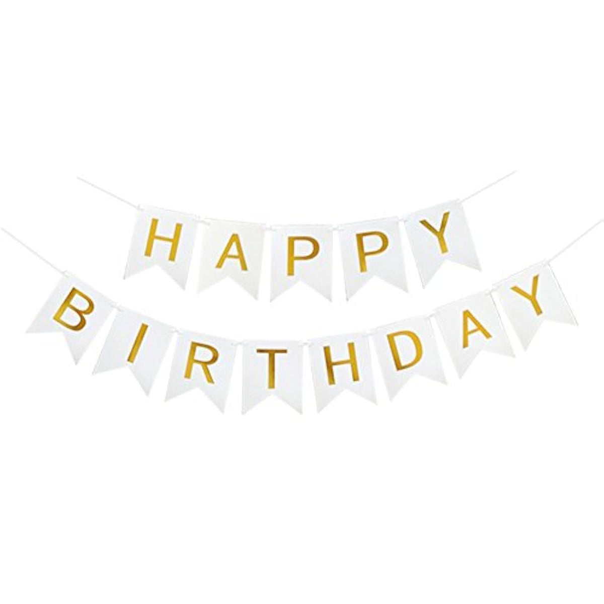 Happy Birthday Banner Shiny Gold Letters Swallowtail Design Party Decorations