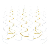 20 Pcs Gold White Foil Swirl Hanging Decorations Party Supplies