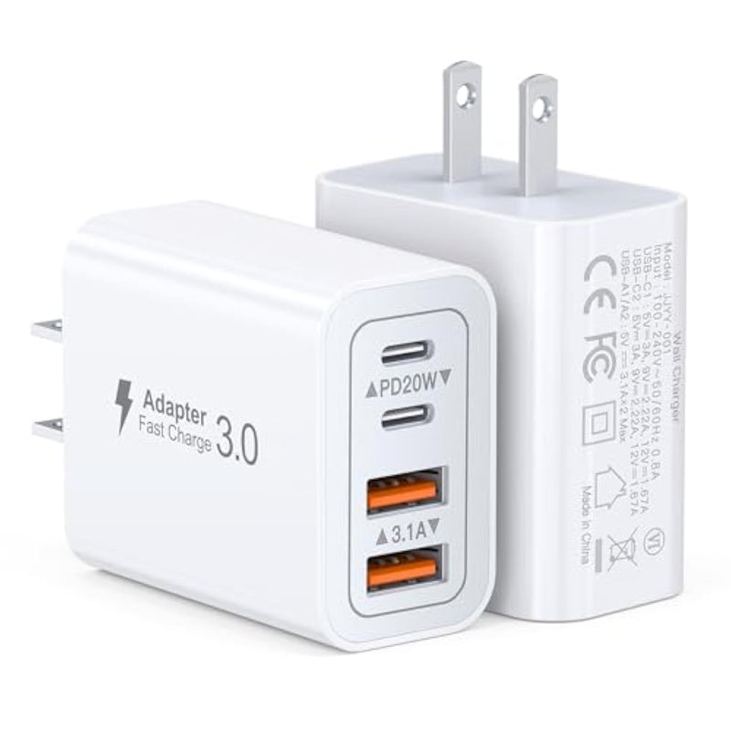 40W USB C Charger Cube, 2-Pack Wall Plug Fast Charging Block