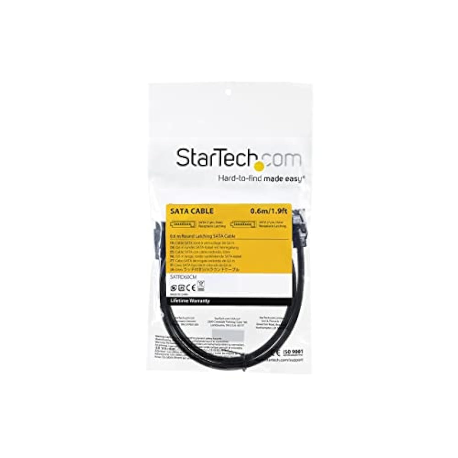 24 Inch (60Cm) Round Sata Cable - Latching Connectors - 6Gbs Sata Data Cord -