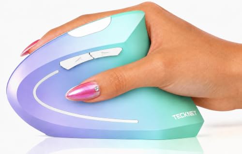 2.4G Ergonomic Mouse Vertical Wireless - 4800 Dpi Optical Carpal Tunnel Mice Right Hand, 4800 Dpi Adjustable, Quiet Clicks, 6 Buttons For Laptop, Desktop, Pc, Computer - Green Purple