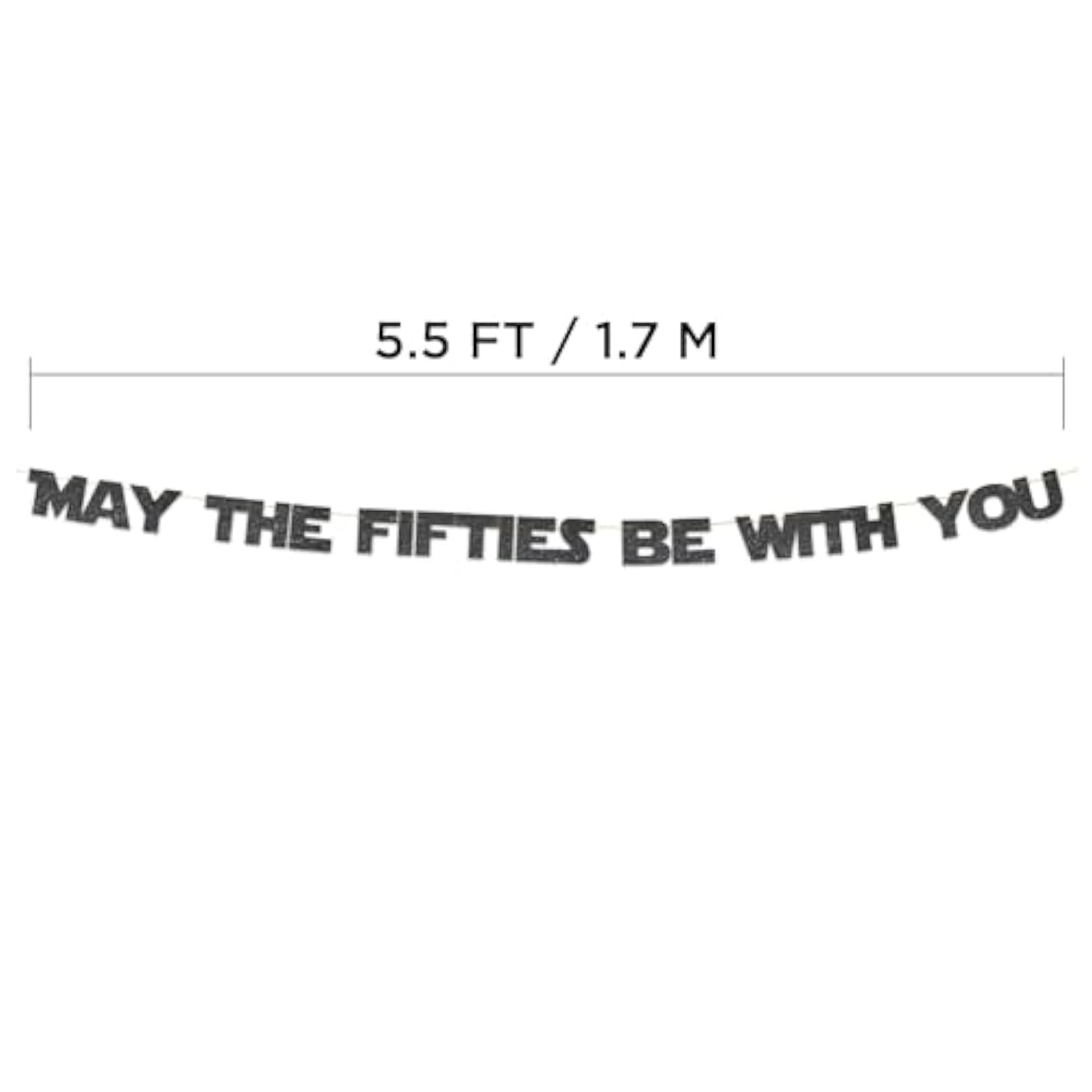 Happy 50Th Birthday And Anniversary Party Black Glitter Banner.