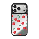 Mirror Iphone Air Case [Reflective/Compatible With Magsafe / 4.9 Ft. 1X Military Grade Drop Protection] - Cherries - Silver On Black