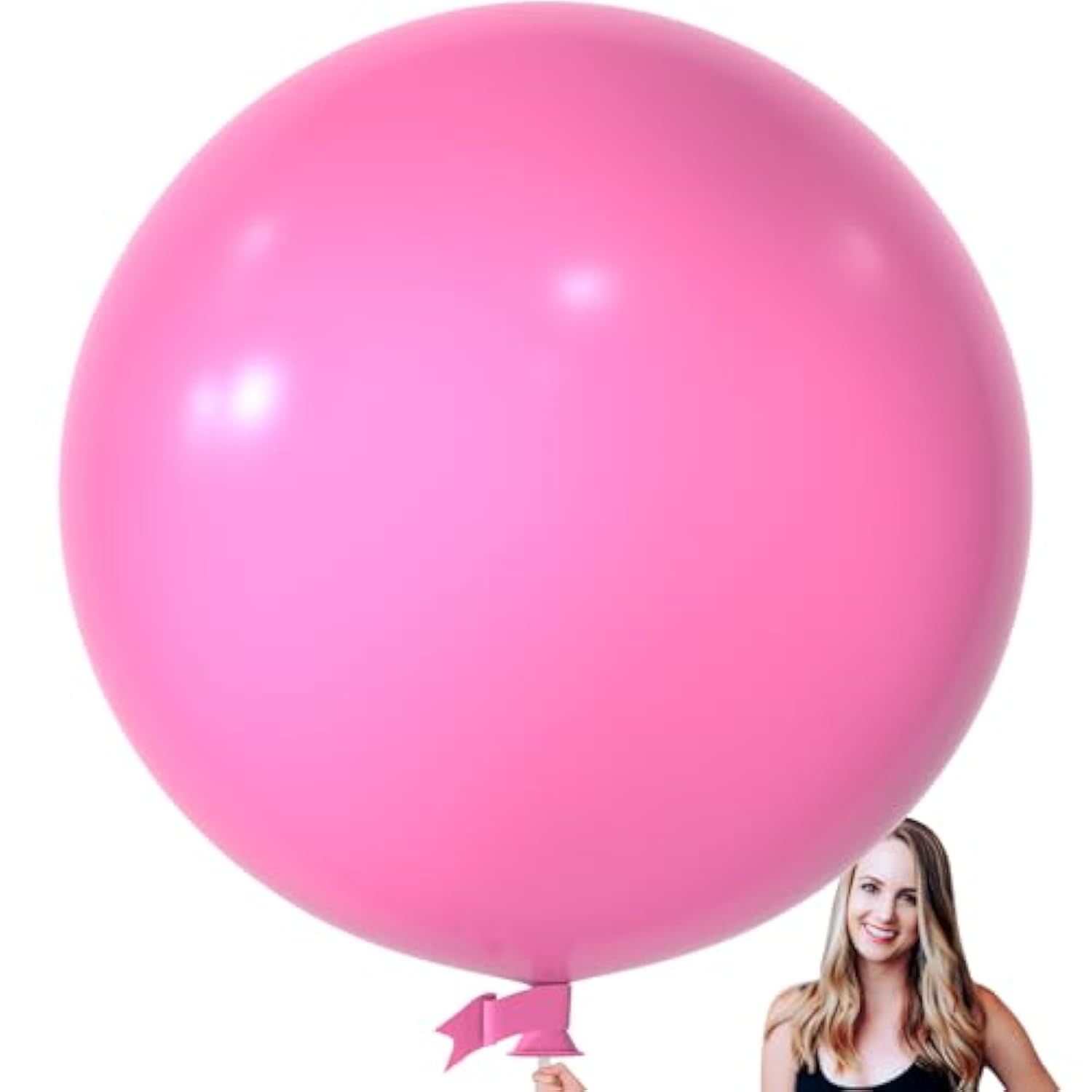 36 Inch Giant Hot Pink Balloons, 6 Pack Large Round Hot Pink Latex Balloons For Anniversary, Birthday, Christmas, Wedding, Baby Shower Party Decorations