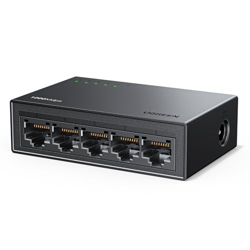 Ethernet Switch, 5 Port Gigabit Ethernet Splitter, Plug & Play, Wall Mount & Desktop Network Switch Hub, Unmanaged, Compact, With Led, Fanless Quiet, For Internet Cable, Laptop, Router, Nas