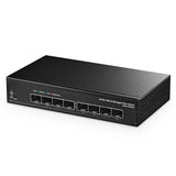 8 Port 10 Gigabit Sfp+ Managed Switch, Supports 1G/10G Sfp+ Module, 160Gbps Bandwidth, Web L3 Managed, Fanless Fiber Desktop Network Switch Metal