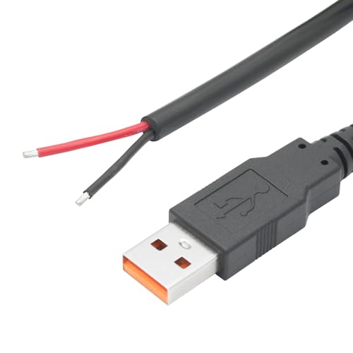 4Pcs Usb A Male To 2 Pin Bare Wire 11Inch, 18Awg 5V/6A 2 Pin Pigtail Open End Power Cord, For Usb Equipment Installed Or Replace Repair Diy Cable