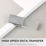 Crystal Usb Flash Drive 3.0 Led Lighting Memory Stick Birthday Wedding Gift Pen Drive (64, Gb)