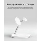 Belkin MagSafe Charger, 3-in-1 Wireless Charging Stand, 2ND GEN, 33% Faster for Apple Watch, iPhone 16, iPhone 15, iPhone 14 Series, AirPods - MagSafe Charging Station for Multiple Devices - White