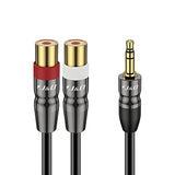 3.5 Mm To Dual Rca Audio Cable, Heavy Duty 3.5Mm Male To 2 Rca Female Gold Plated Copper Shell Stereo Audio Adapter Cable, 1 Feet